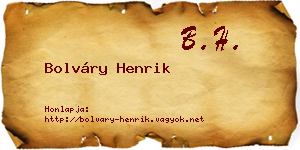 Bolváry Henrik névjegykártya